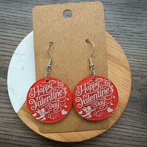 Valentine's Day Earrings Red Round Acrylic Earrings